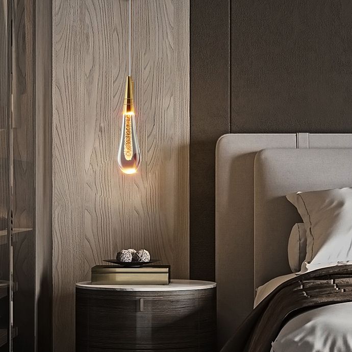 Kristy Design LED Applique Murale Goutte d’Eau Moderne Cristal Noir/Or Chambre à Coucher - Neutralighting