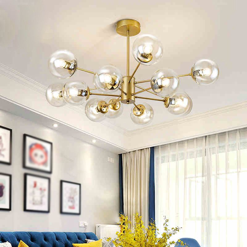 Valentina Suspension Multi Retro, Metal/Verre, Noir/Or, Salon - Neutralighting