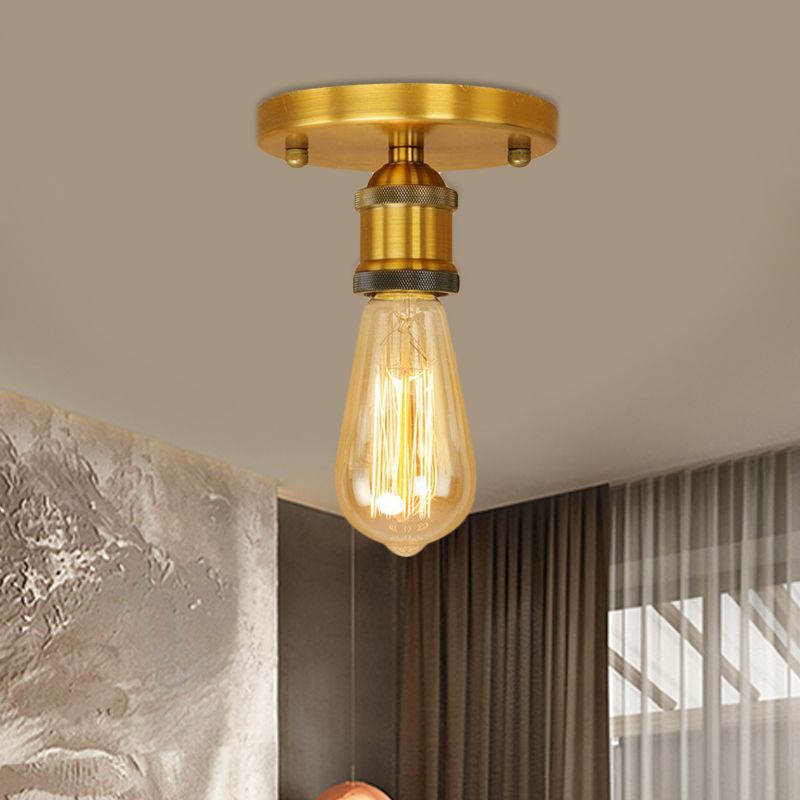 Silva Plafonnier Ampoule Vintage, Métal, Noir/Laiton/Rouille/Chromé, Salon - Neutralighting
