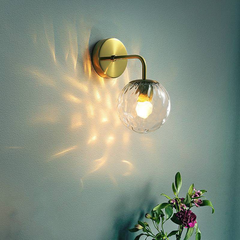 Valentina Applique Murale Boule Moderne, Métal/Verre, Noir/Or, Chambre à Coucher - Neutralighting