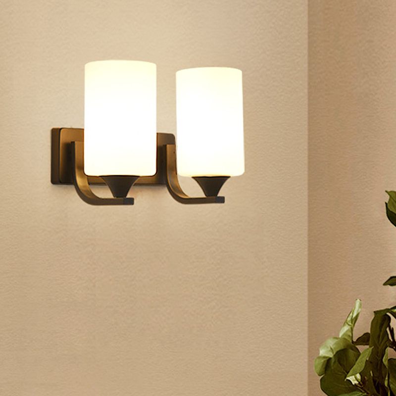 Tiffany Applique Murale Miroir Cylindrique Moderne, Verre/Métal, Noir/Chromé, Salon - Neutralighting