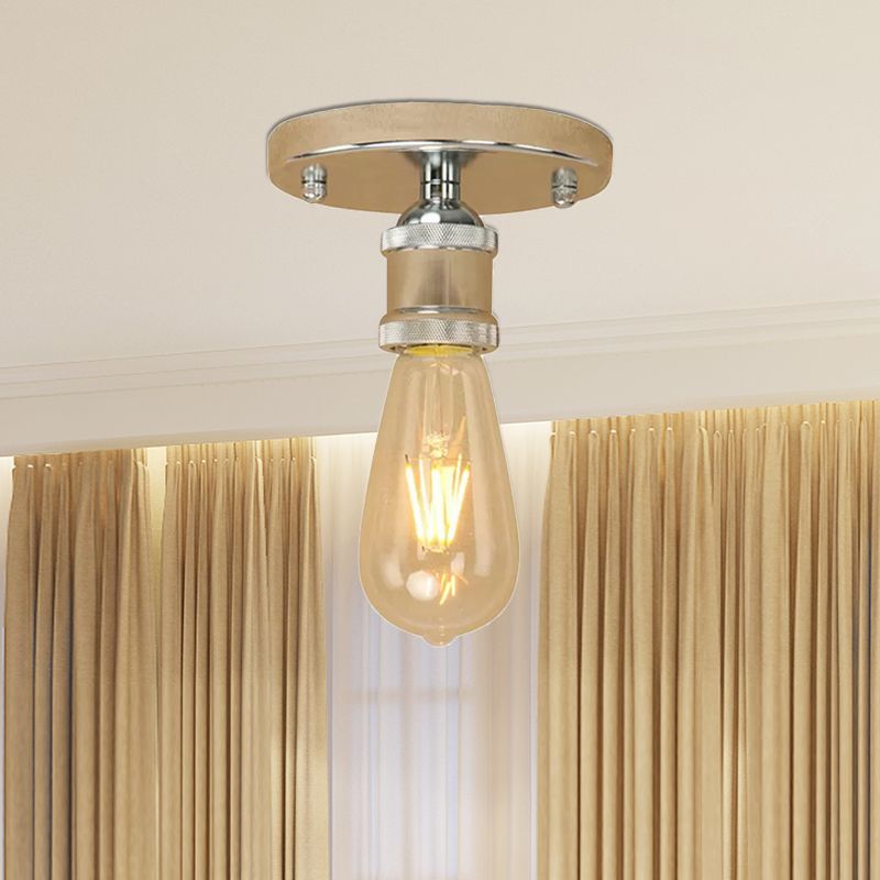 Silva Plafonnier Ampoule Vintage, Métal, Noir/Laiton/Rouille/Chromé, Salon - Neutralighting