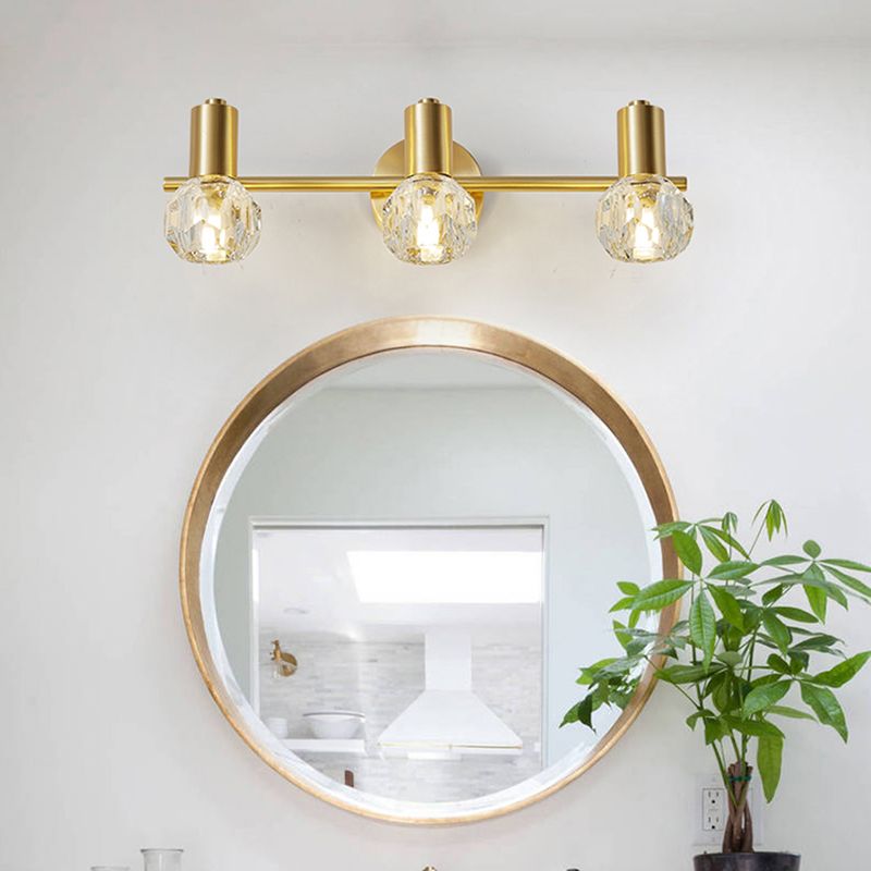 Kristy Applique Murale Miroir Globe Simple, Métal/Cristal, Doré, Salle de Bain - Neutralighting