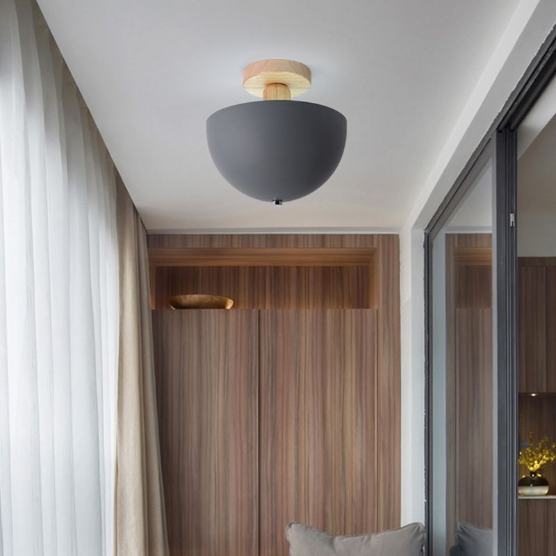 Muto Dôme Moderne LED Plafonnier Blanc/Gris Bois/Métal Salle d'étude - Neutralighting