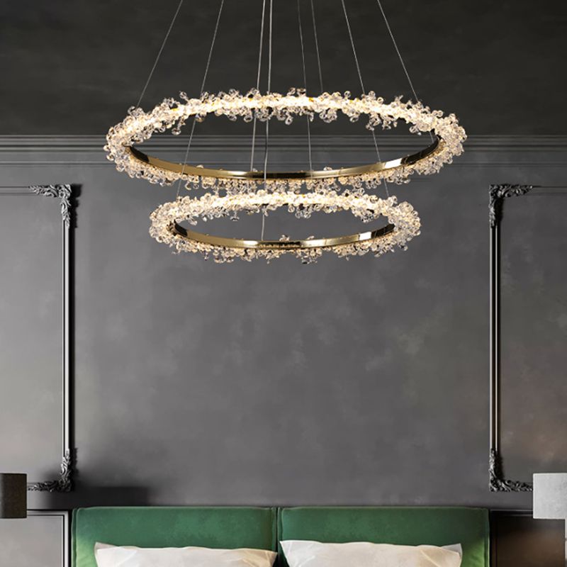 Kristy Lustre Cercle Luxueux, Metal/Cristal, Or, Salon - Neutralighting