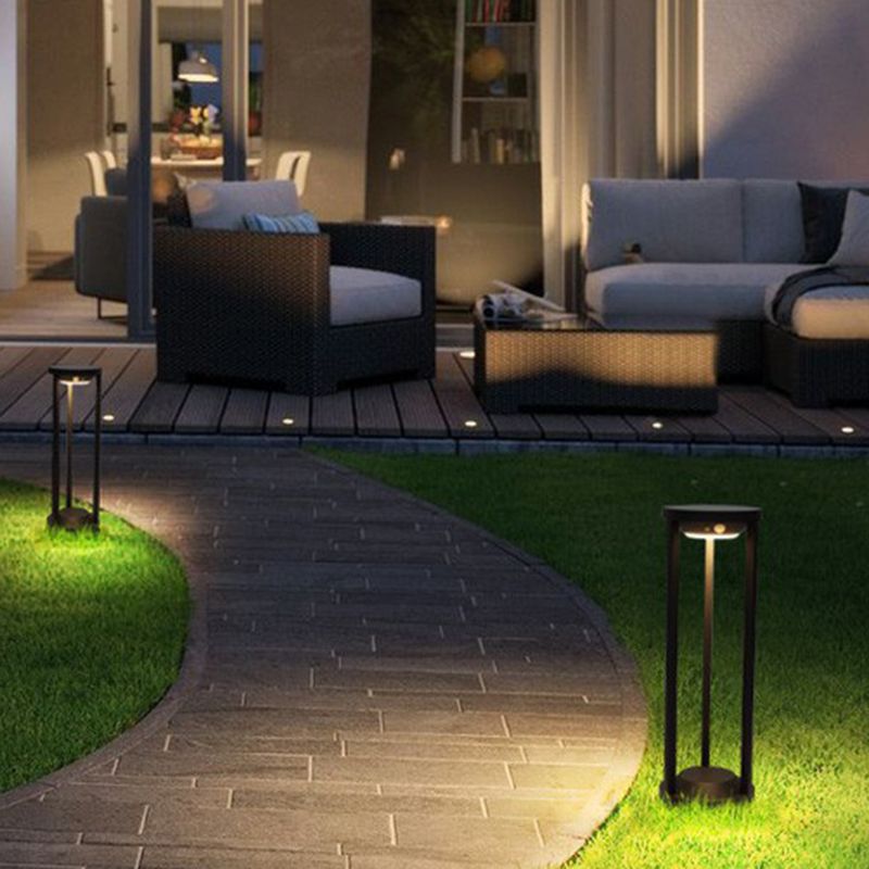 Ray Borne Extérieure Cylindrique Simple, Métal, Noir, Jardin