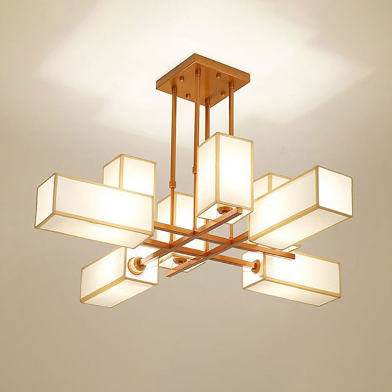 Arisha Lustre Carré Contemporain, Metal/Tissu, Noir/Or, Chambre - Neutralighting