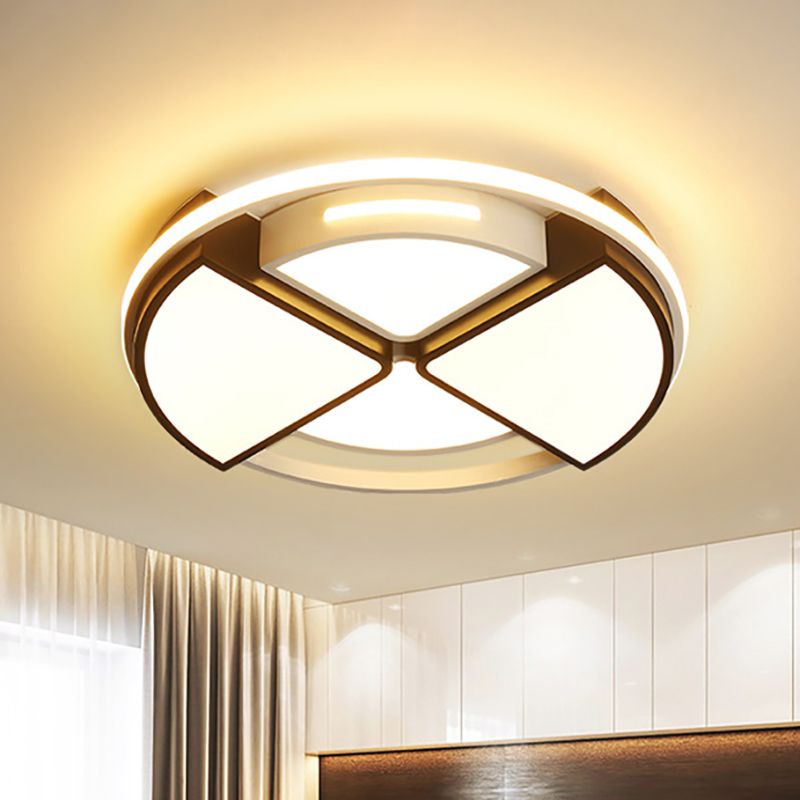 Arisha Ronde Moderne LED Plafonnier Blanc Noir Métal Acrylique Salon - Neutralighting