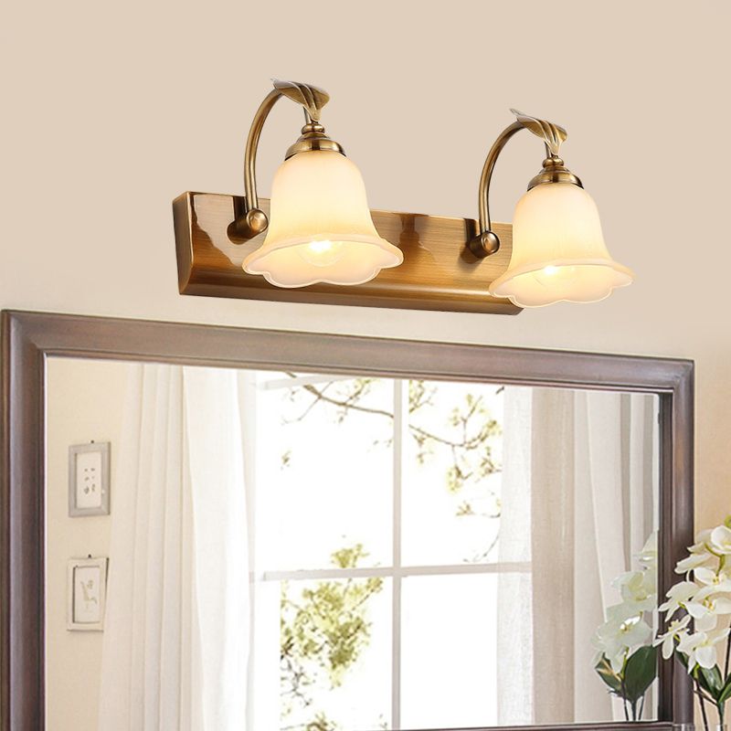 Ray Applique Murale Miroir Fleur Rétro, Métal/Verre, Or, Salle de Bain - Neutralighting