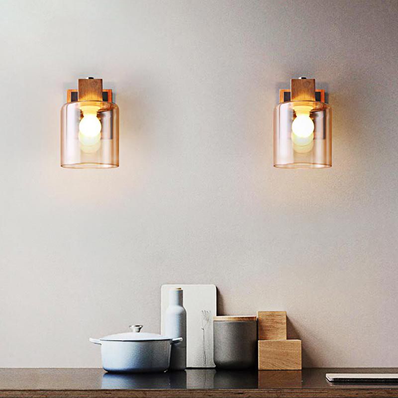 Tiffany Petie LED Applique Murale Bois Verre Chambre à Coucher Salon - Neutralighting