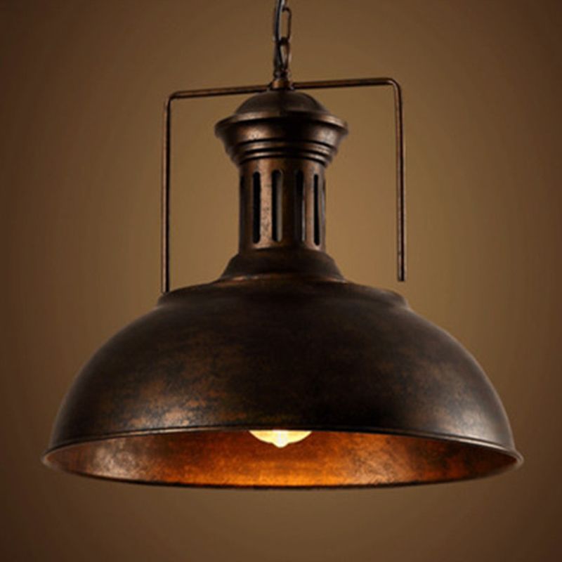 Silva Suspension Dôme Industrielle, Métal, Noir/Noir Blanc/Rouille, Salon - Neutralighting