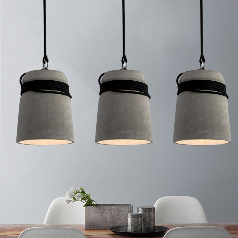 Arisha Luminaires Suspensions Cylindre Industriel Métal/Ciment Gris Chambre/Salon - Neutralighting