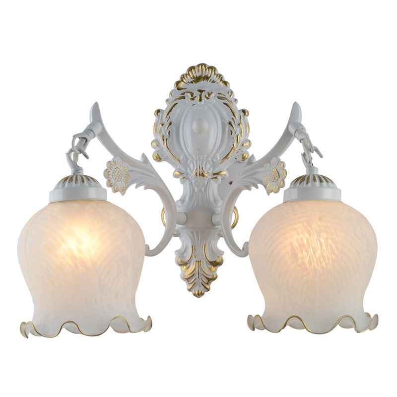 Ray Applique Fleur Vintage, Métal/Verre, Blanc/Bronze, Salon - Neutralighting