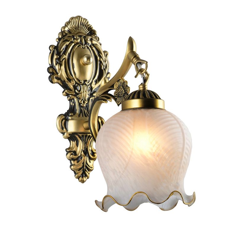 Ray Applique Fleur Vintage, Métal/Verre, Blanc/Bronze, Salon - Neutralighting