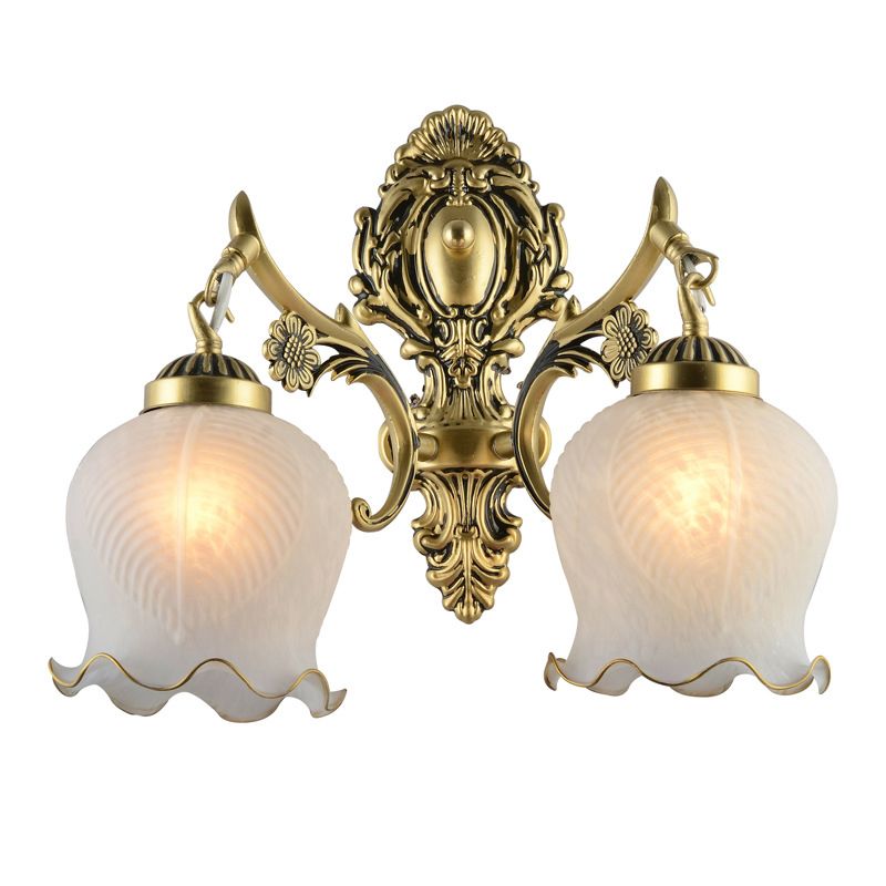 Ray Applique Fleur Vintage, Métal/Verre, Blanc/Bronze, Salon - Neutralighting