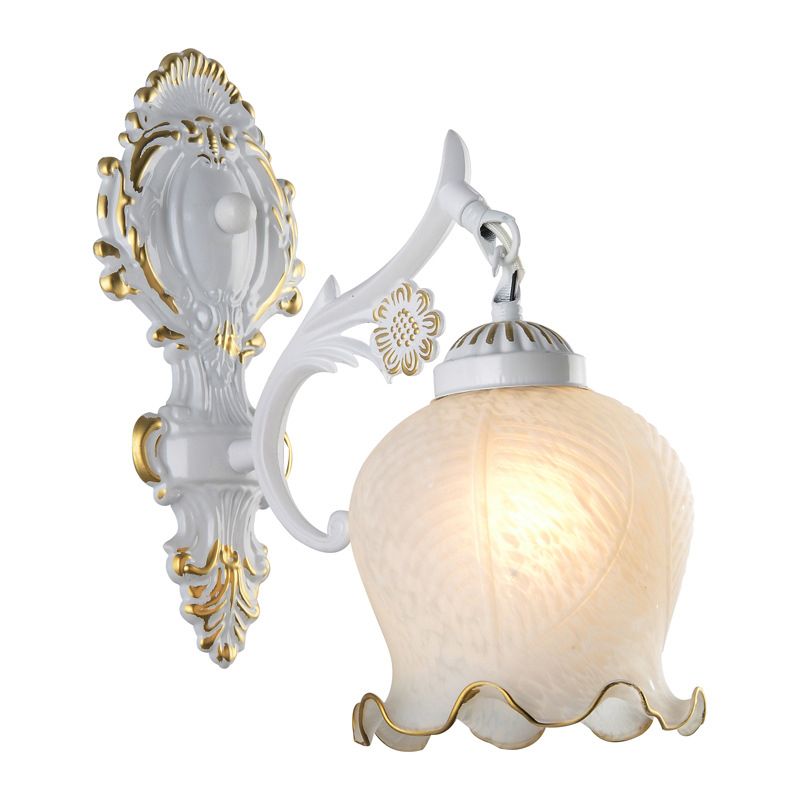 Ray Applique Fleur Vintage, Métal/Verre, Blanc/Bronze, Salon - Neutralighting