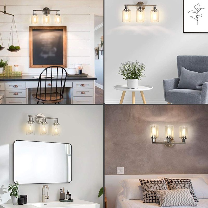 Silva Applique Murale Cylindrique Simple, Métal/Verre, Nickel, Salle de Bain - Neutralighting
