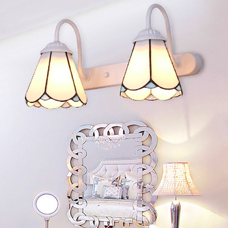 Tiffany Applique Murale Fleur Vintage, Métal, Noir/Bleu/Blanc, Salle de Bain - Neutralighting
