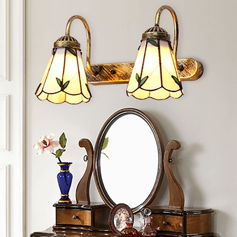 Tiffany Applique Murale Fleur Vintage, Métal, Noir/Bleu/Blanc, Salle de Bain - Neutralighting