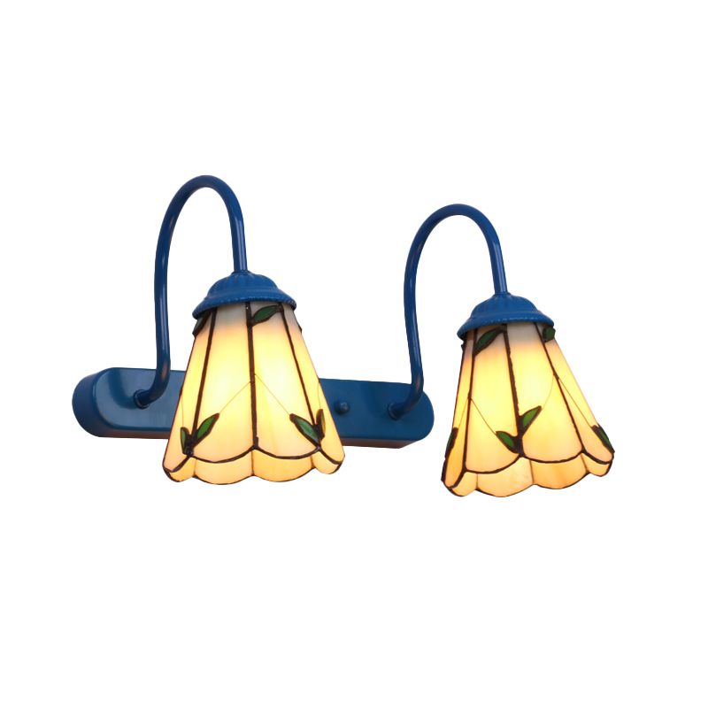 Tiffany Applique Murale Fleur Vintage, Métal, Noir/Bleu/Blanc, Salle de Bain - Neutralighting