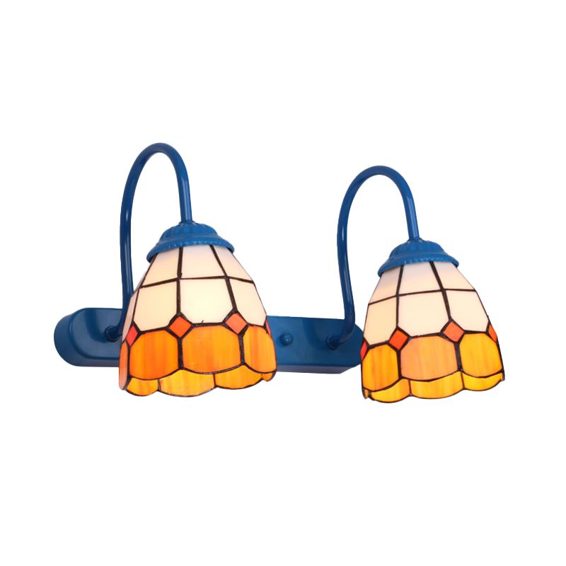 Tiffany Applique Murale Fleur Vintage, Métal, Noir/Bleu/Blanc, Salle de Bain - Neutralighting