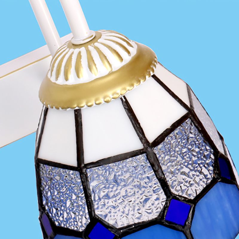 Tiffany Applique Murale Fleur Vintage, Métal, Noir/Bleu/Blanc, Salle de Bain - Neutralighting