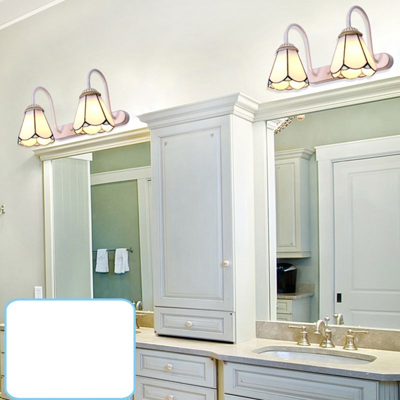 Tiffany Applique Murale Fleur Vintage, Métal, Noir/Bleu/Blanc, Salle de Bain - Neutralighting