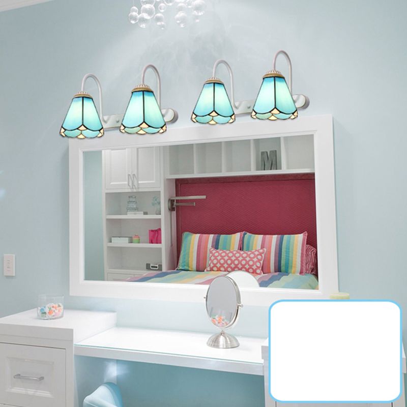 Tiffany Applique Murale Fleur Vintage, Métal, Noir/Bleu/Blanc, Salle de Bain - Neutralighting