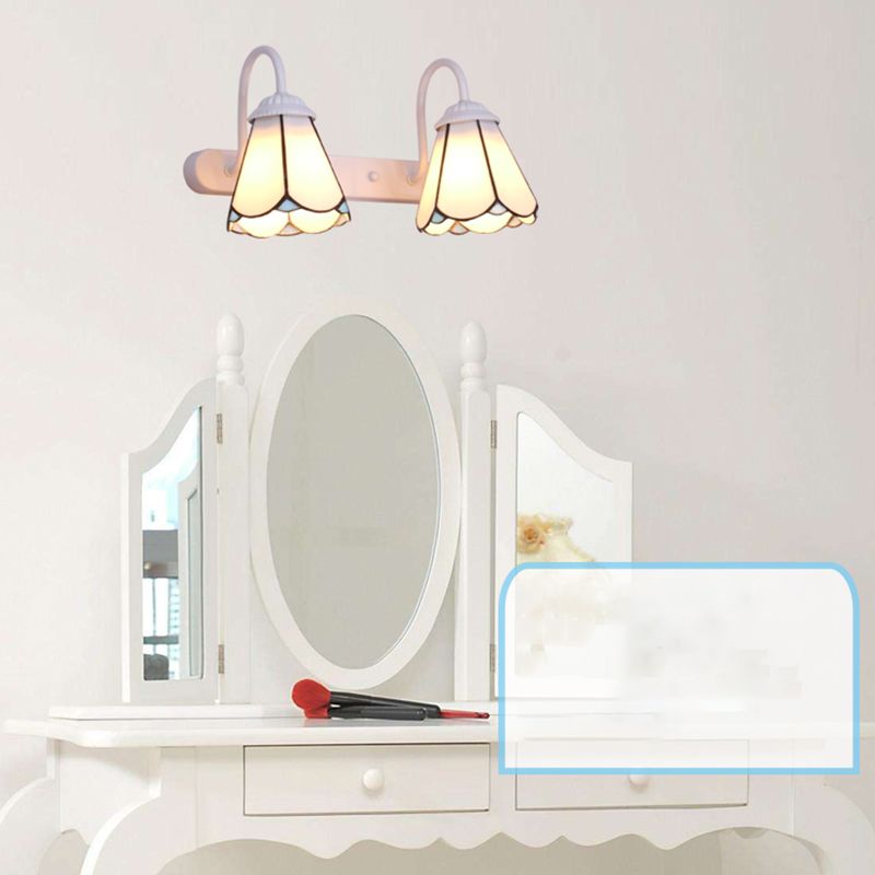 Tiffany Applique Murale Fleur Vintage, Métal, Noir/Bleu/Blanc, Salle de Bain - Neutralighting