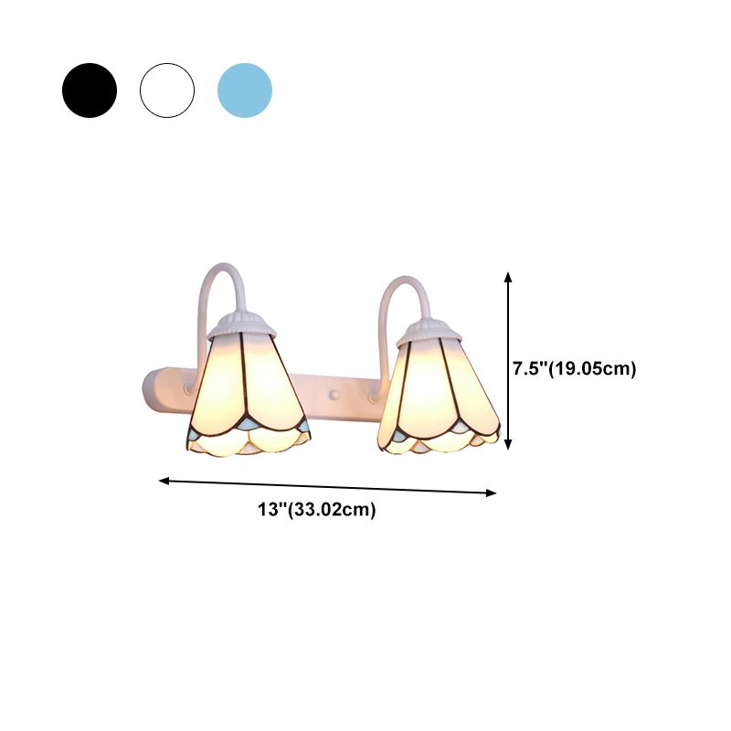 Tiffany Applique Murale Fleur Vintage, Métal, Noir/Bleu/Blanc, Salle de Bain - Neutralighting