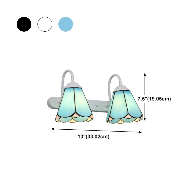 Tiffany Applique Murale Fleur Vintage, Métal, Noir/Bleu/Blanc, Salle de Bain - Neutralighting