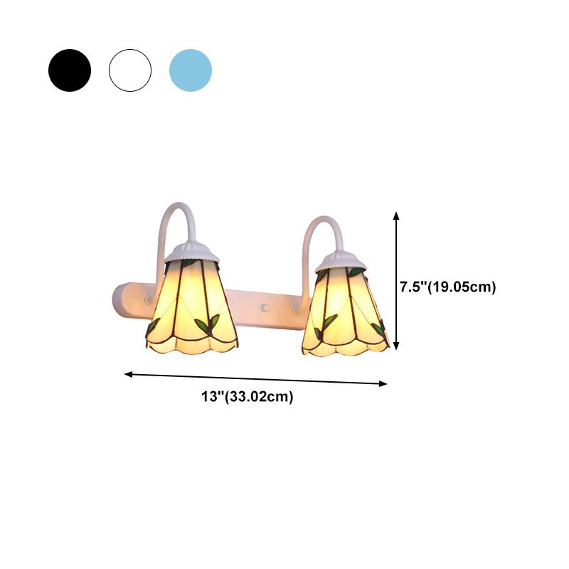 Tiffany Applique Murale Fleur Vintage, Métal, Noir/Bleu/Blanc, Salle de Bain - Neutralighting