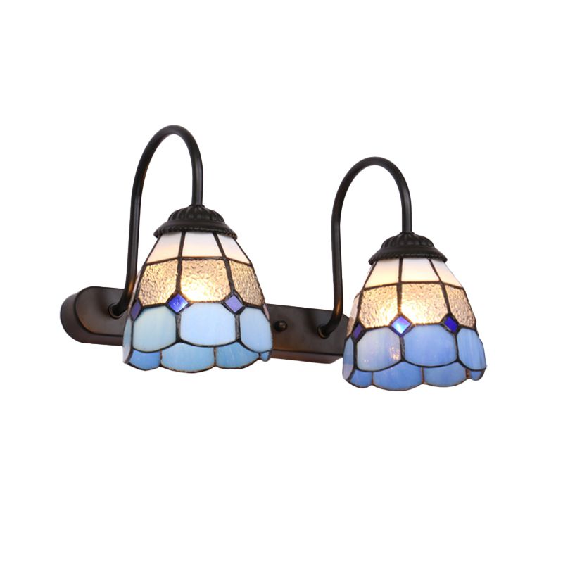 Tiffany Applique Murale Fleur Vintage, Métal, Noir/Bleu/Blanc, Salle de Bain - Neutralighting