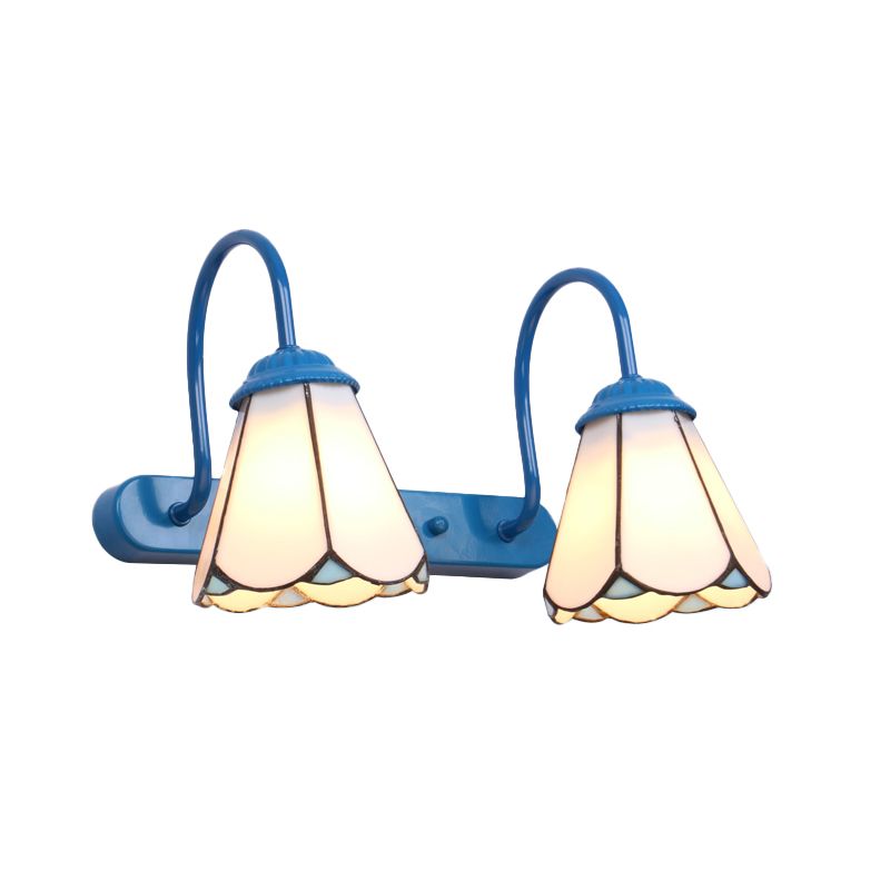 Tiffany Applique Murale Fleur Vintage, Métal, Noir/Bleu/Blanc, Salle de Bain - Neutralighting