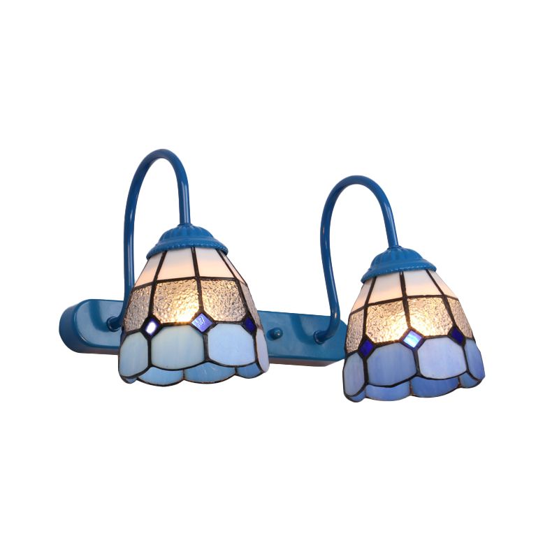 Tiffany Applique Murale Fleur Vintage, Métal, Noir/Bleu/Blanc, Salle de Bain - Neutralighting