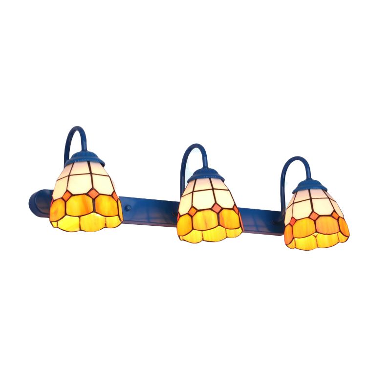 Tiffany Applique Murale Fleur Vintage, Métal, Noir/Bleu/Blanc, Salle de Bain - Neutralighting