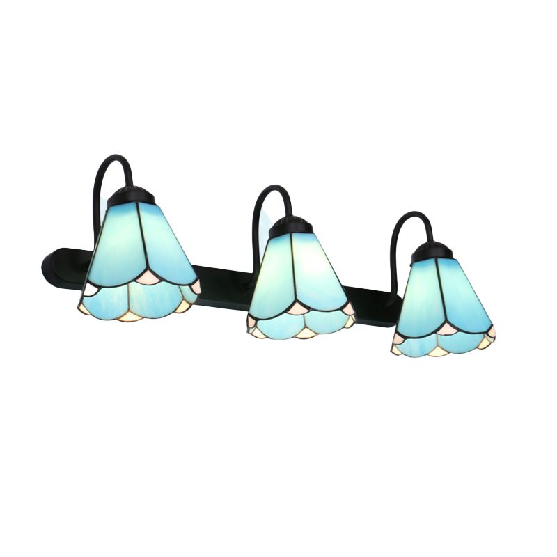 Tiffany Applique Murale Fleur Vintage, Métal, Noir/Bleu/Blanc, Salle de Bain - Neutralighting