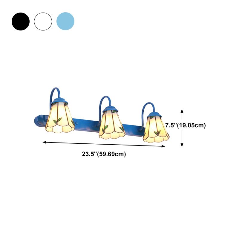Tiffany Applique Murale Fleur Vintage, Métal, Noir/Bleu/Blanc, Salle de Bain - Neutralighting