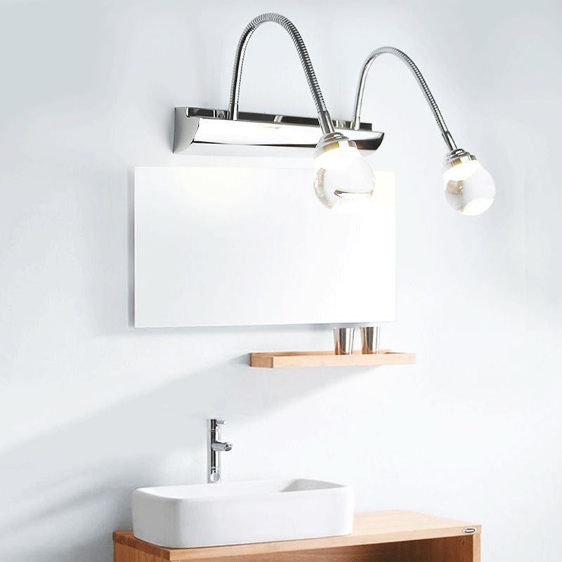 Arisha Applique Murale Miroir Boule Moderne, Métal/Acryliuqe, Argent, Salle de Bain - Neutralighting