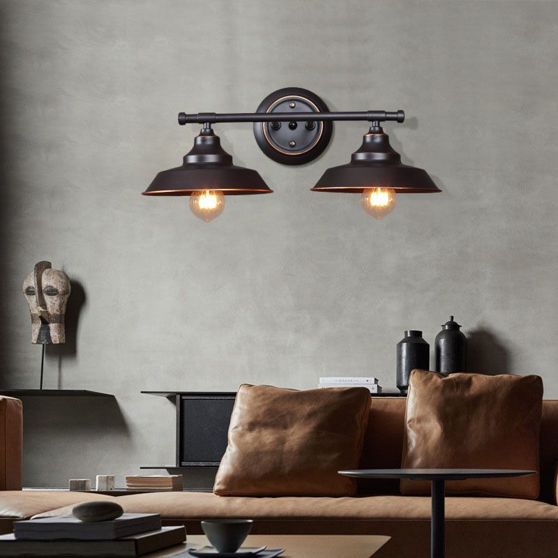Silva Applique Plateau Murale Rétro, Métal, Noir, Salon/Chambre - Neutralighting