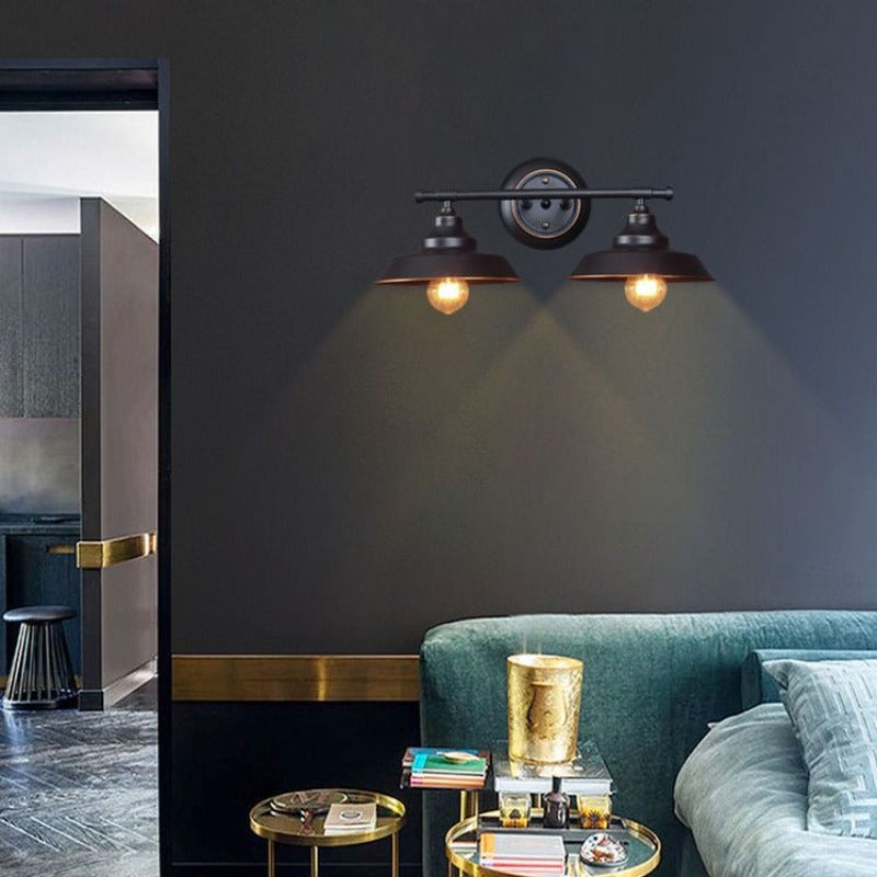 Silva Applique Plateau Murale Rétro, Métal, Noir, Salon/Chambre - Neutralighting