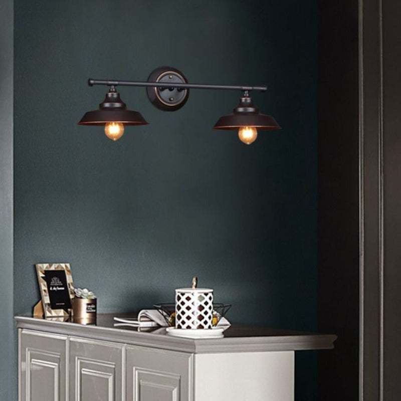 Silva Applique Plateau Murale Rétro, Métal, Noir, Salon/Chambre - Neutralighting
