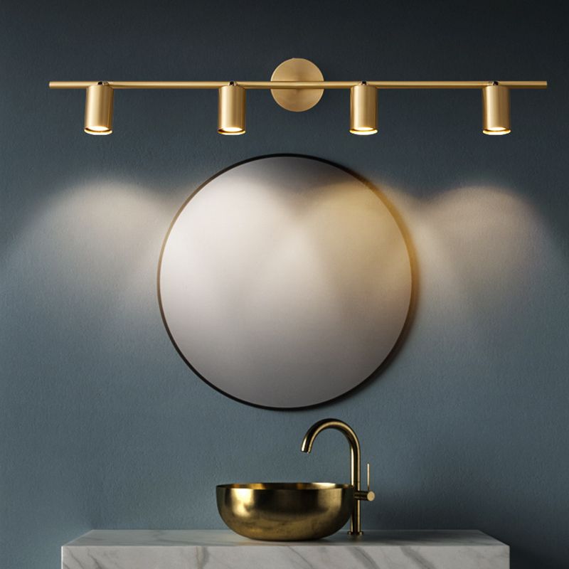 Arisha Applique Murale Cylindrique Minimaliste, Métal, Noir/Laiton, Salle de Bain - Neutralighting