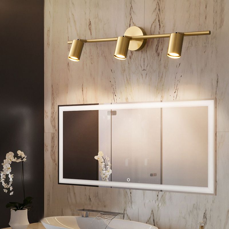 Arisha Applique Murale Cylindrique Minimaliste, Métal, Noir/Laiton, Salle de Bain - Neutralighting