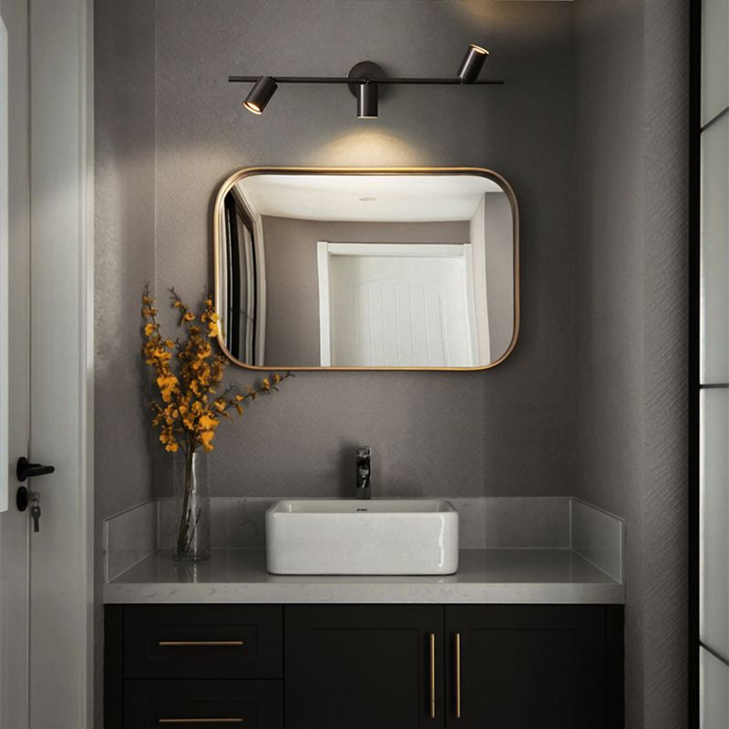 Arisha Applique Murale Cylindrique Minimaliste, Métal, Noir/Laiton, Salle de Bain - Neutralighting