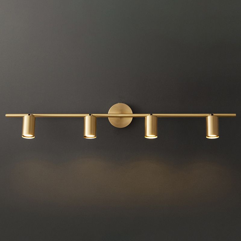 Arisha Applique Murale Cylindrique Minimaliste, Métal, Noir/Laiton, Salle de Bain - Neutralighting