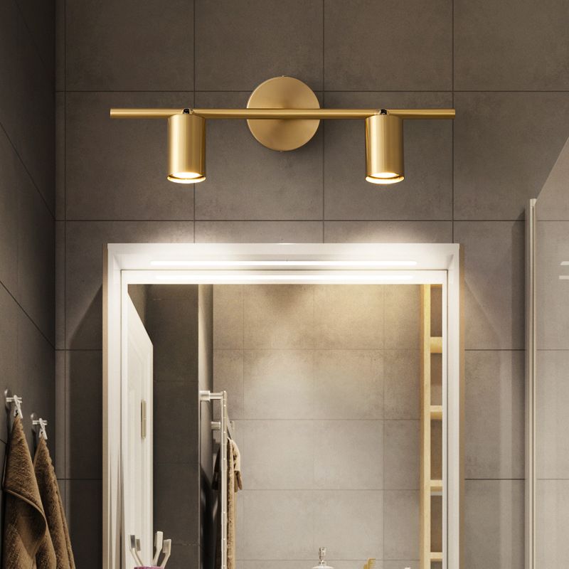 Arisha Applique Murale Cylindrique Minimaliste, Métal, Noir/Laiton, Salle de Bain - Neutralighting