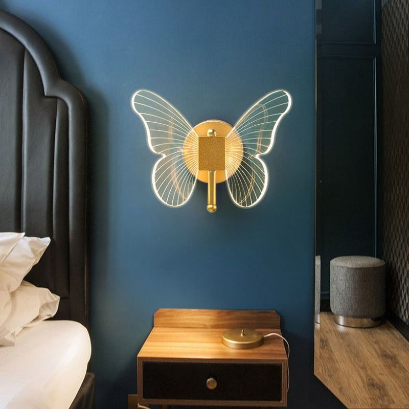 Arisha Applique Miroir Papillon Design, Métal/Acrylique, Or, Chambre - Neutralighting