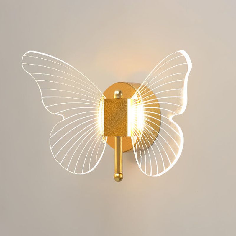 Arisha Applique Miroir Papillon Design, Métal/Acrylique, Or, Chambre - Neutralighting
