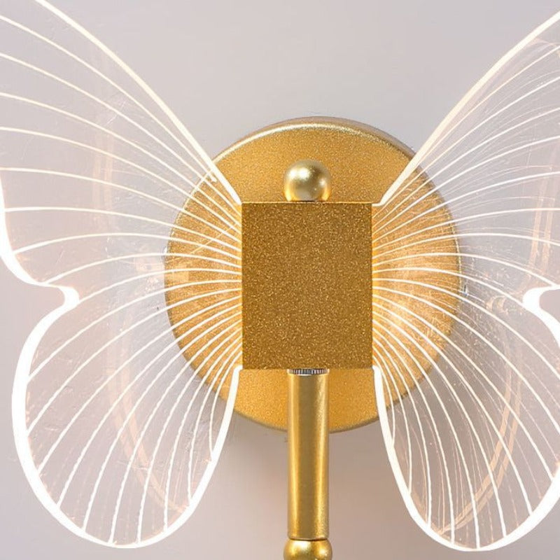 Arisha Applique Miroir Papillon Design, Métal/Acrylique, Or, Chambre - Neutralighting
